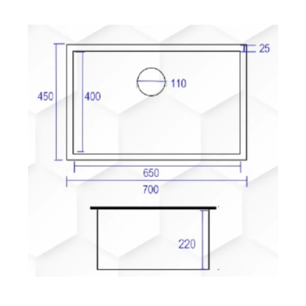 Eaco 316KS-70BK Honeycomb Stainless Steel Sink - view 2